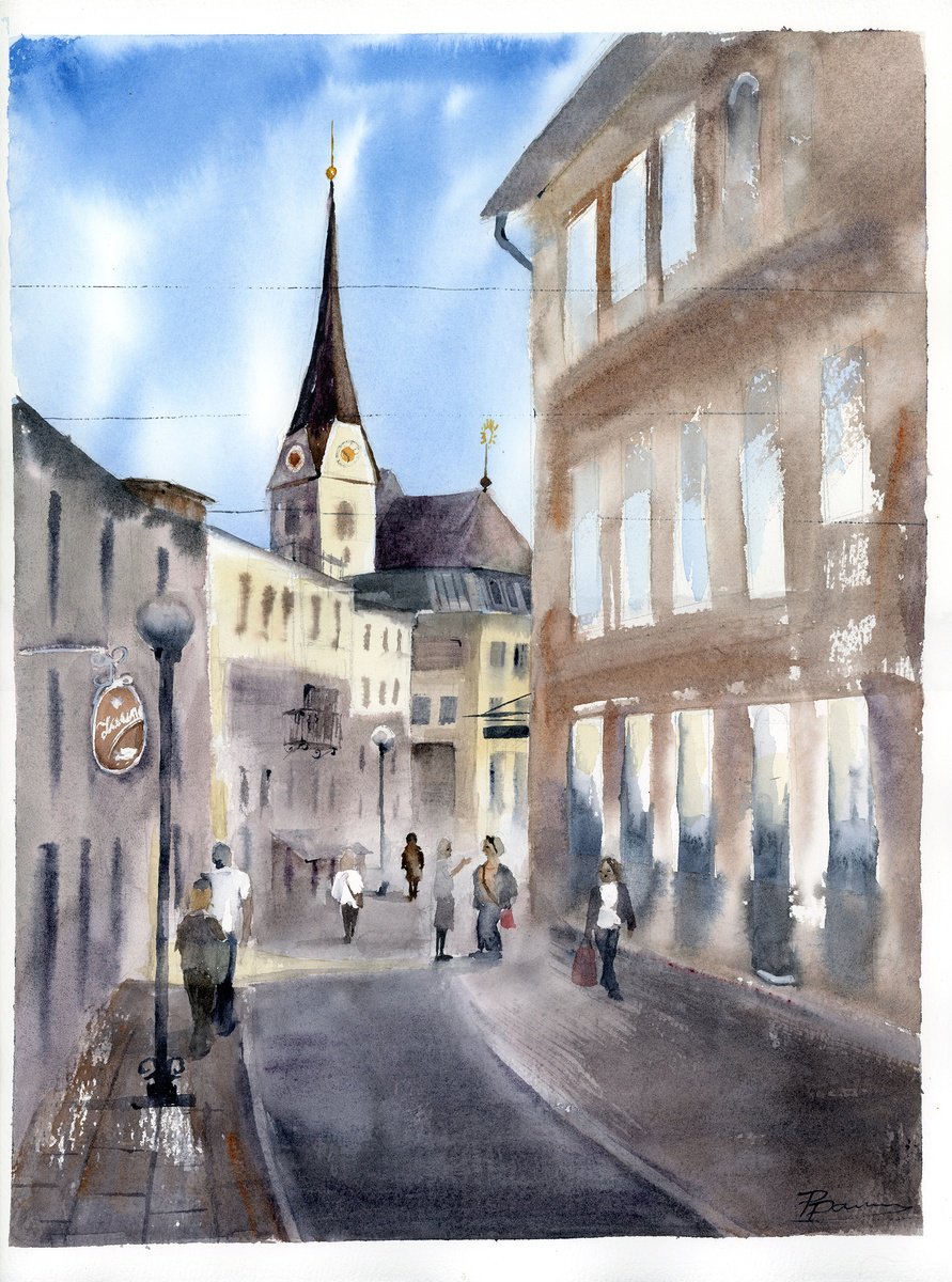 Impressionistic Watercolour , Bad Ischl By Olga Tchefranov (Shefranov), 12 X 16, Artwork For Sale On Artfinder