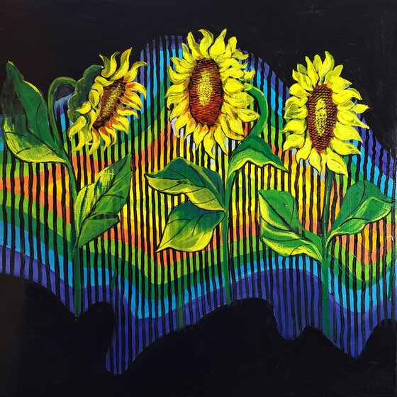 " Sunflowers "  ( Triptych )