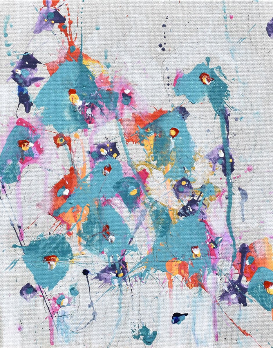 Abstract Botanical Painting By Cynthia Ligeros, 11 X 14, Garden Serenade, Original Artwork