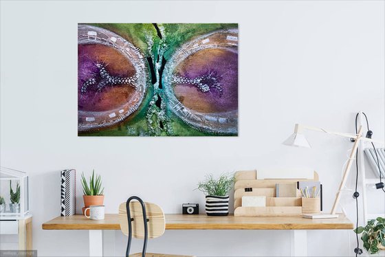 PARALLEL REALITIES 7967 3D textured abstract painting on canvas