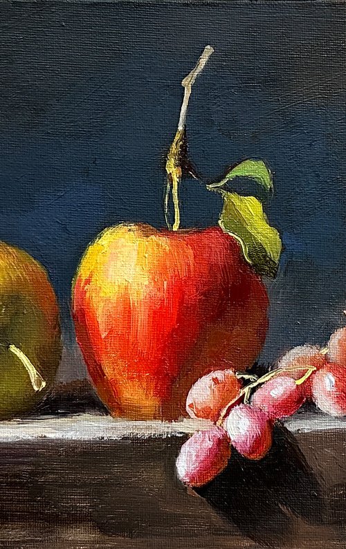 Apple and Grapes Still Life #2 by Ling Strube