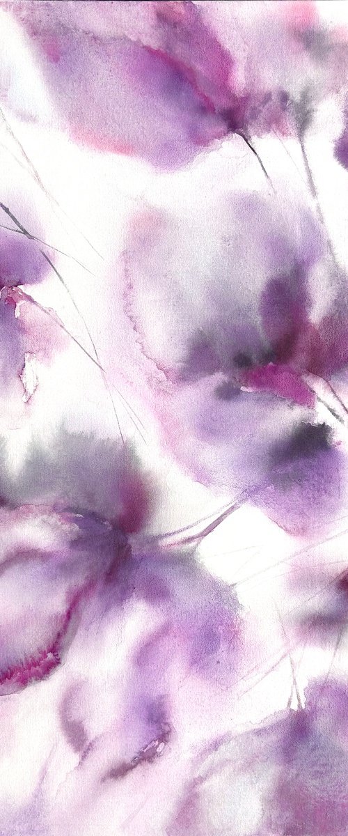 Abstract flowers in pink colors by Olga Grigo