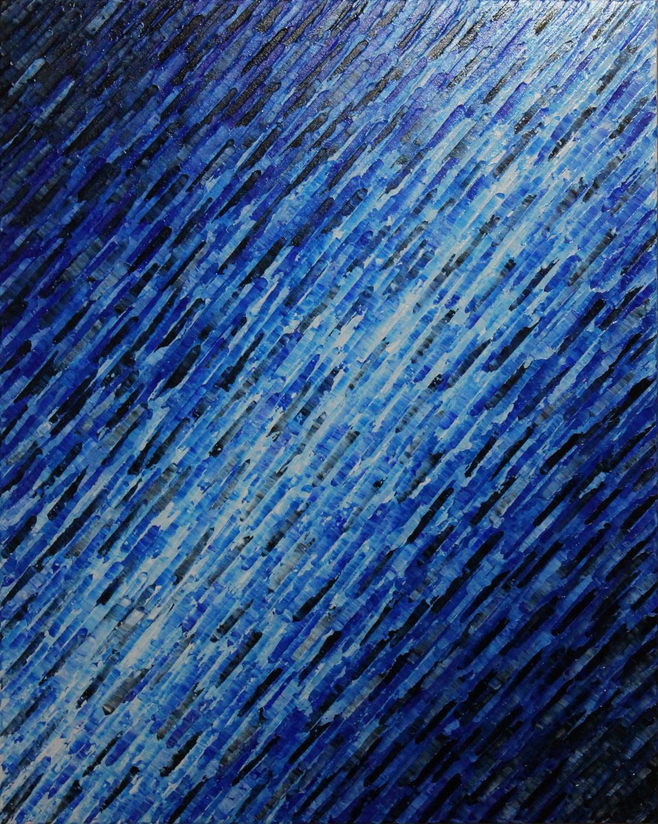Abstract Acrylic Painting By Jonathan Pradillon, 29 X 36, Large Blue Knife Texture, Original Artwork