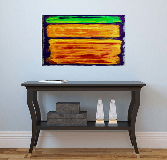 RED YELLOW ORANGE GREEN PURPLE acrylic painting inspired by Mark Rothko