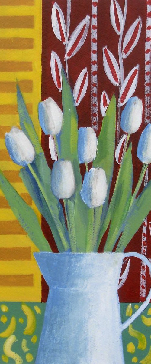 White Tulips and Yellow Shutters by Jan Rippingham