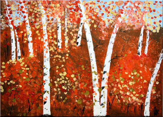 Birchwood - Abstract - Acrylic Painting - Canvas Art - Wall Art - Landscape - Framed Art - Free Shipping