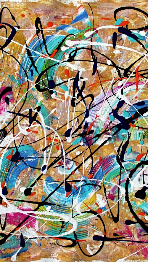 Colorful Expressions - abstract, free-hand, creative acrylic on canvas sheet by Galina Victoria