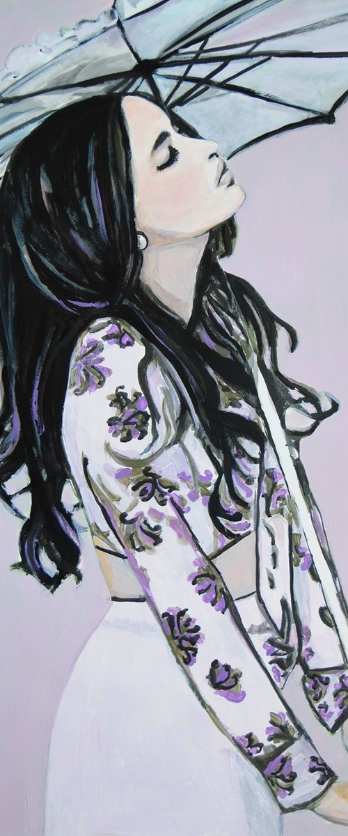 Girl with umbrella / 70 x 50 cm by Alexandra Djokic