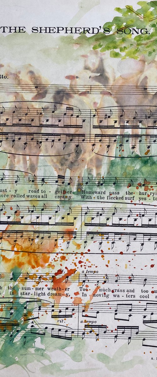 Sheep on sheet music by Teresa Tanner