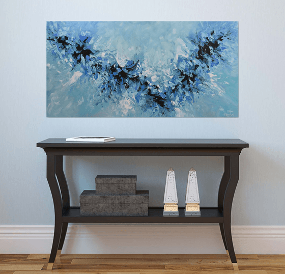 Blue Abstract Painting 24x48