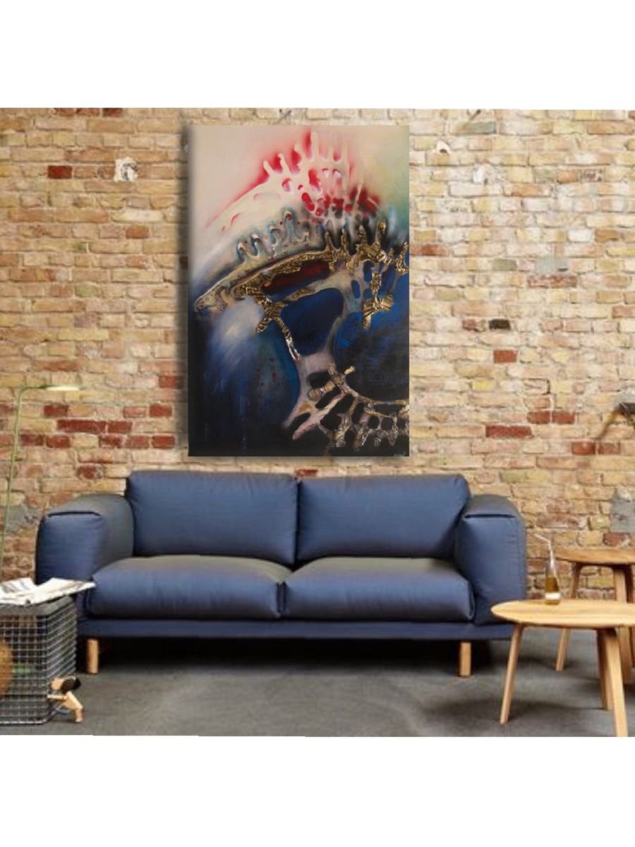 Abstract Painting By Roberta Cervelli, 31 X 47", Passage #1, Original Artwork