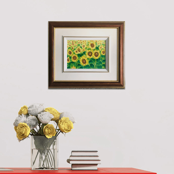 Sunflowers  ( Yellow and Green ) - FRAMED