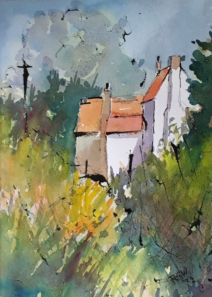 Impressionistic Watercolour , Cottage In The Fens By Robert Wells, 14 X 18, Artwork For Sale On Artfinder
