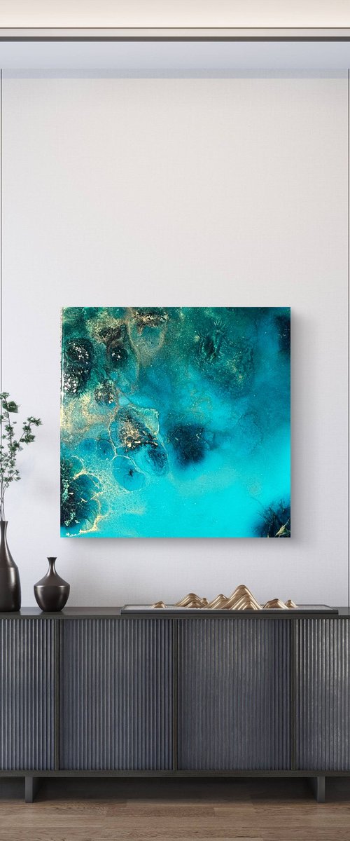 Golden Halo, Blue Depth #5 by Ana Hefco