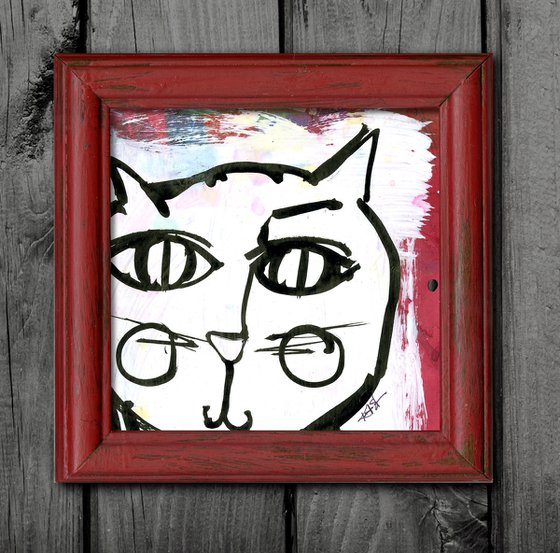 Brushstroke Kitty - Framed Cat Painting by Kathy Morton Stanion