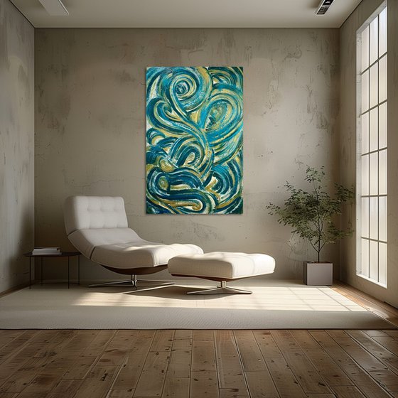Golden waves 120x80x2 cm