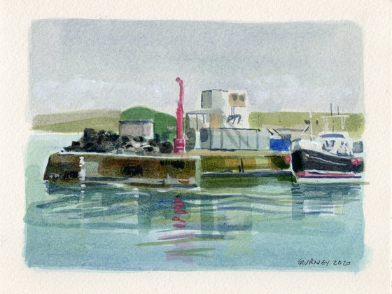 Padstow Harbour, Padstow,  Cornwall, Commercial Harbour view - Sketch