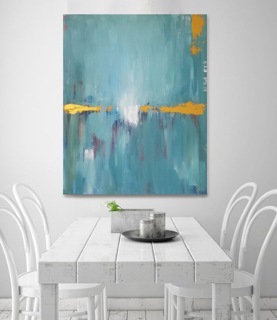 Deep Sea Gold in Turquoise – Abstract Seascape