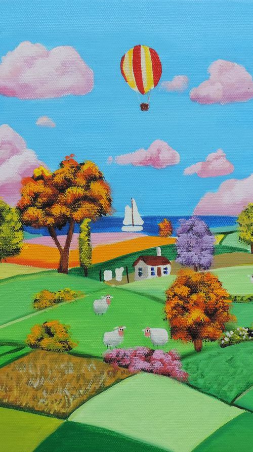Happy naive patchwork fields by Gordon Bruce