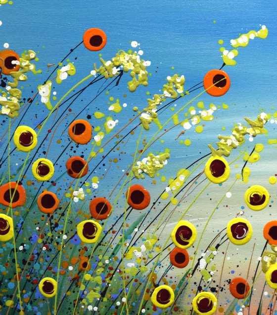 Sunflowers Field - Ready to Hang Painting 36" x 24" ( 92 x 61cm)