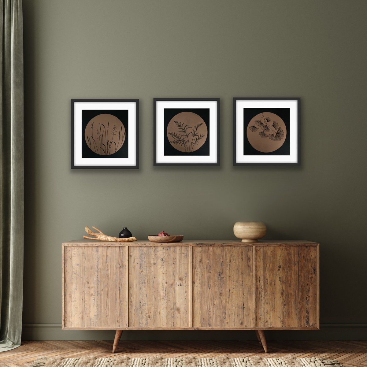Geometric Linocut , Botanical Triptych Linocuts By Amy Cundall, 12 X 12, Artwork For Sale On Artfinder