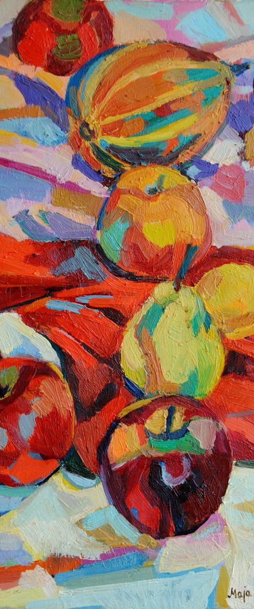 Still life  with fruits / 34 x 50 cm by Maja Đokić Mihajlović