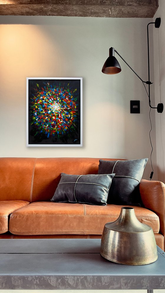 Framed Abstract oil painting THE SPECTRUM