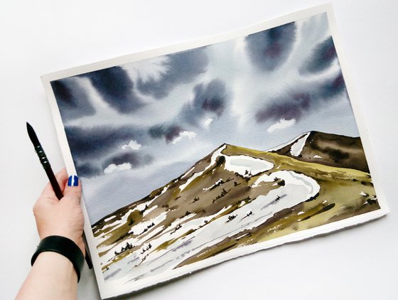 Mountain range art /Clouds painting