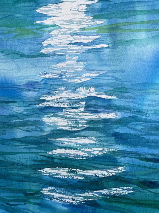 Ship Original Watercolor Painting, Large Switzerland Landscape Artwork, Boat Wall Art, Water Picture