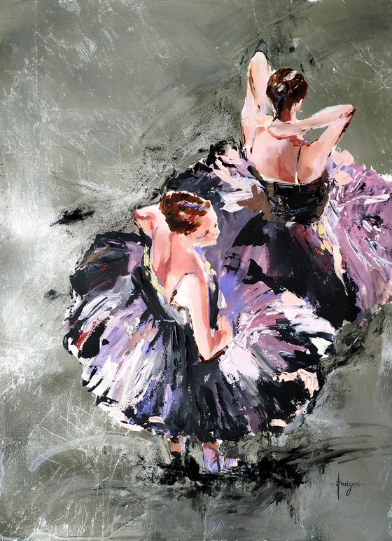 Silver Symphony -Ballerina Painting on Paper