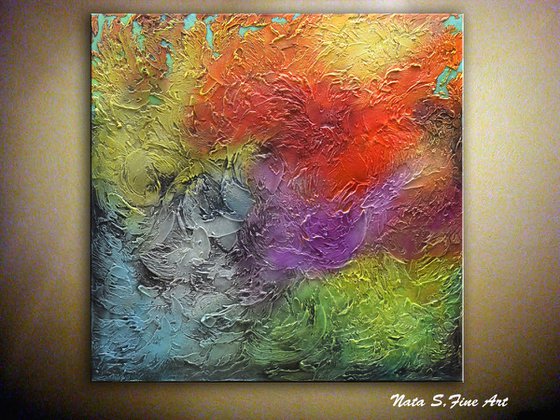 Large Abstract Heavy Textured Painting, Modern Mixed Media Art