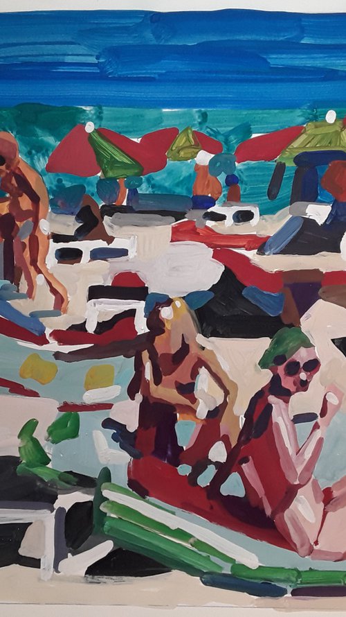 Beach scene - Cote d'azur by Stephen Abela