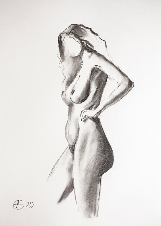 Nude in charcoal. 11. Black and white minimalistic female girl beauty body positive