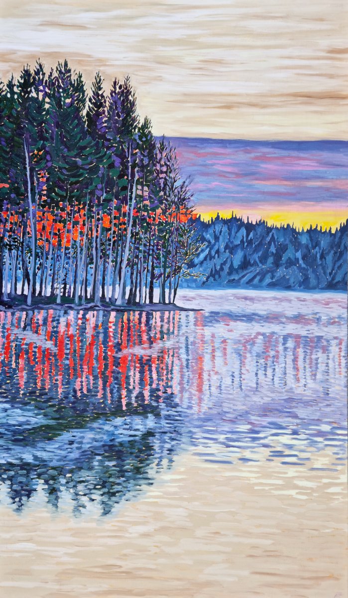 Impressionistic Landscape Oil Painting By Zulfiya Mukhamadeyeva, 28 X 47", Boundaries Of Life, Original Artwork