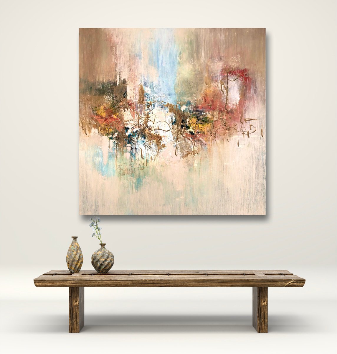 Abstract Acrylic Painting By Snezana Djordjevic, 31 X 31", Two Artist-14, Original Artwork