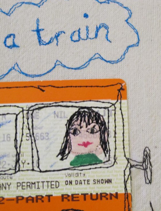 Girl on a Train Ticket (ready to hang)