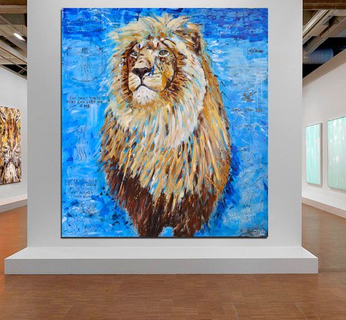 LION KING painting- 200 x 180 cm| 78.74" x 70.87" Series Hidden Treasures by Oswin Gesselli by Oswin Gesselli