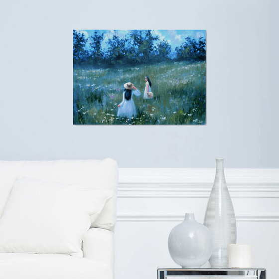 Among the Wildflowers. Medium Oil Painting