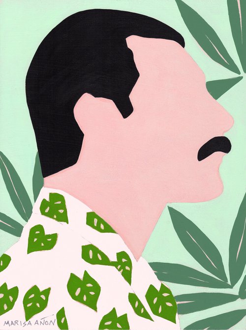 Freddie with Green Leaves 2 by Marisa Añón