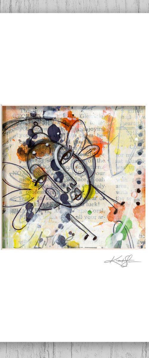 Funky Little Bug 2 -  Mixed Media Painting in mat by Kathy Morton Stanion by Kathy Morton Stanion