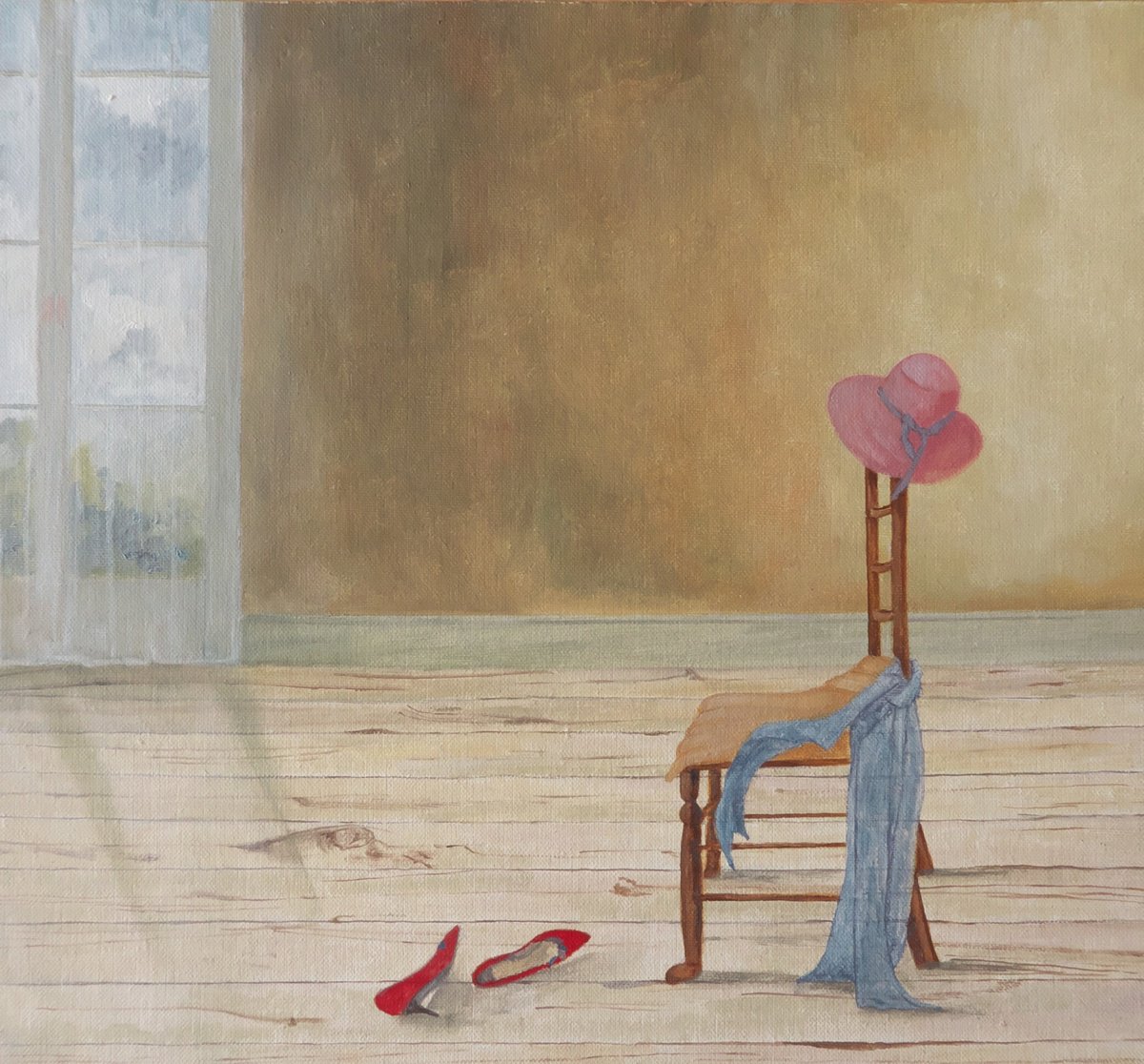 Impressionistic Cityscapes Oil Painting By Maddalena Pacini, 14 X 13", The Red Shoes, Original Artwork