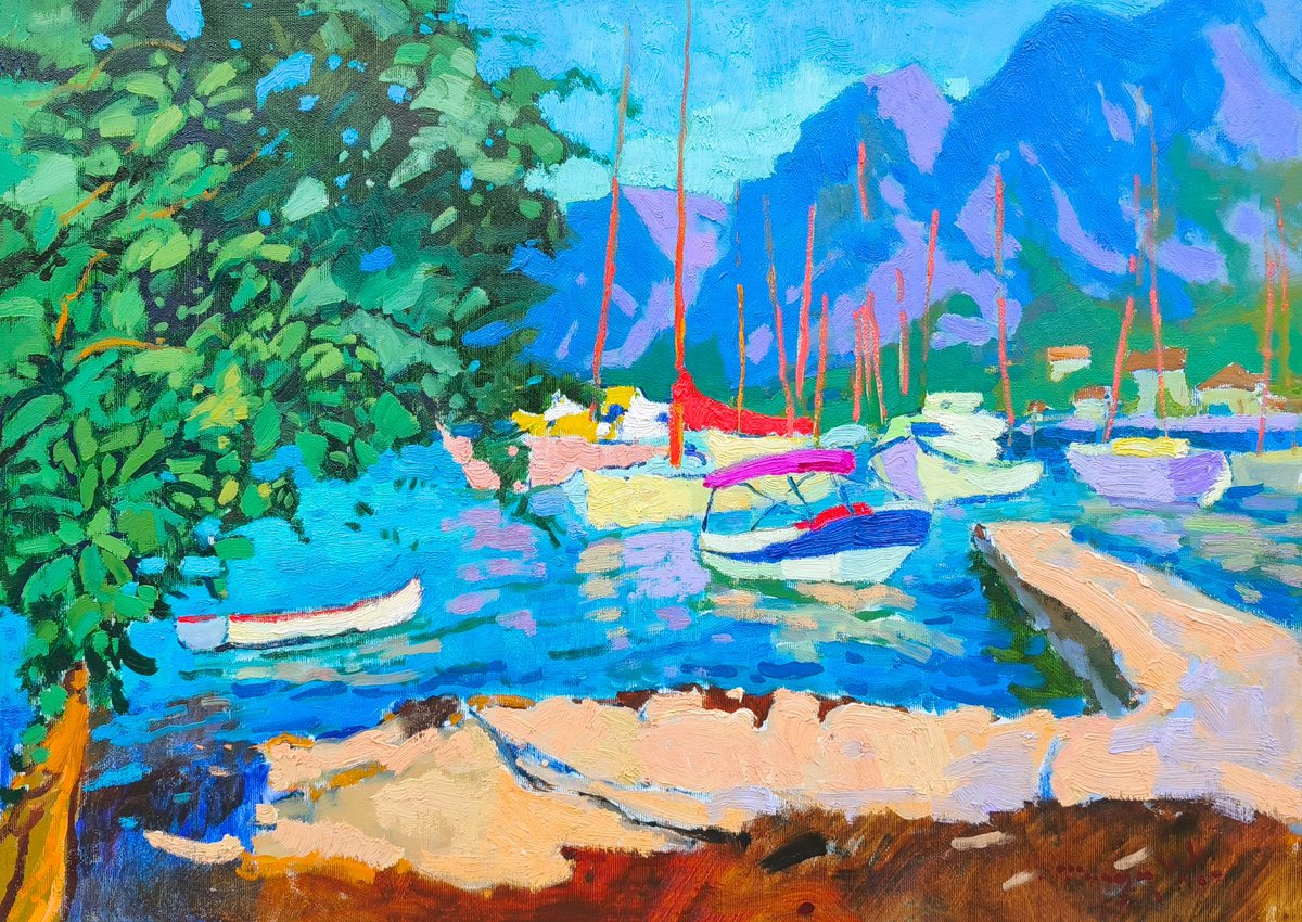 Impressionistic Landscape Oil Painting By Alexander Shandor, 26 X 19, Morning Calm, Original Artwork