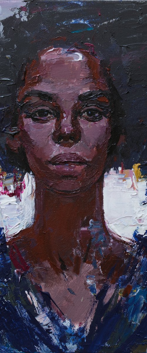 African woman portrait Original acrylic painting by Anastasiia Valiulina