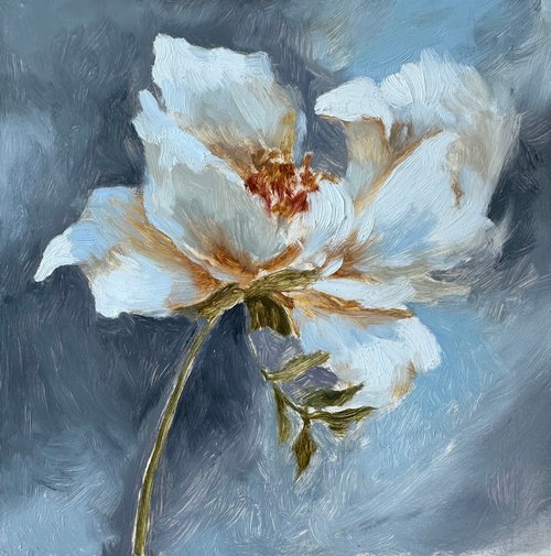 White   flower and thunder sky by Anna Bogushevskaya