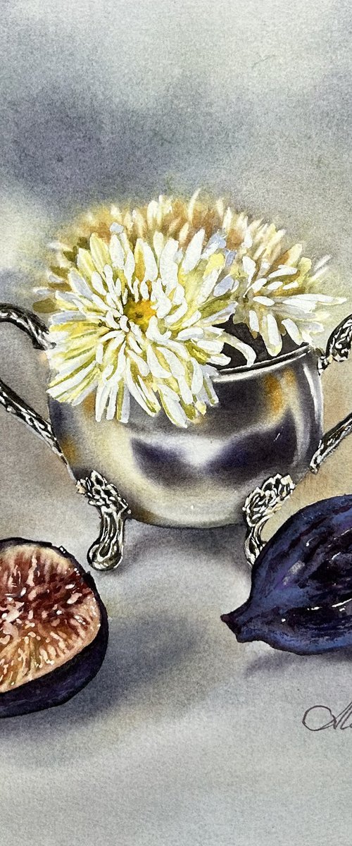 Figs and daisies by Alina Karpova