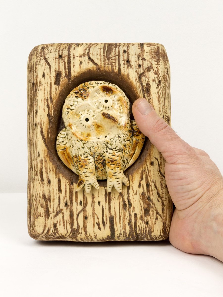 Naive Animal Sculpture By Oleksandr Korol, 6 X 7", Owl, Original Artwork