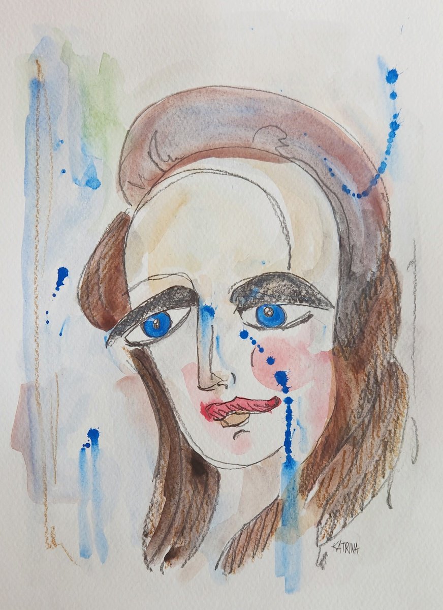 Organic Portrait Painting By Katrina Case, 11 X 14", Perfection Is Overrated, Original Artwork