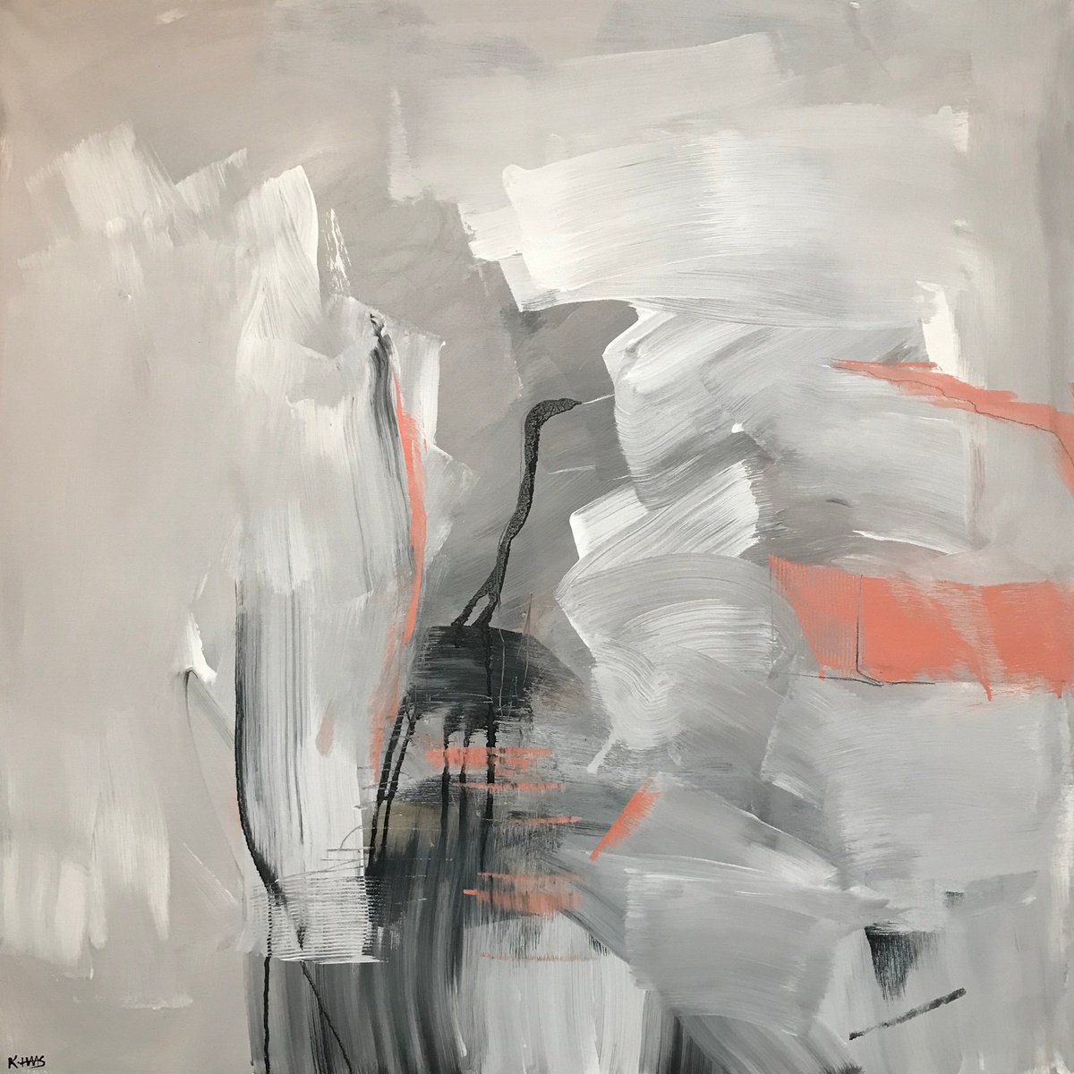 Organic Abstract Acrylic Painting By Kris Haas, 36 X 36", Temperament Me Not, Original Artwork