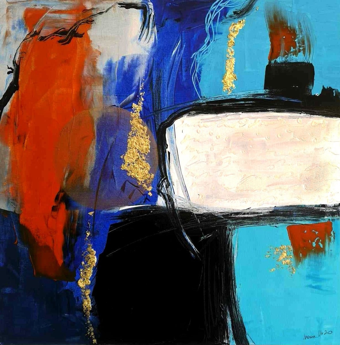 Abstract Acrylic Painting By Ivana Urso, 20 X 20, Suspended Visions Iii, Original Artwork