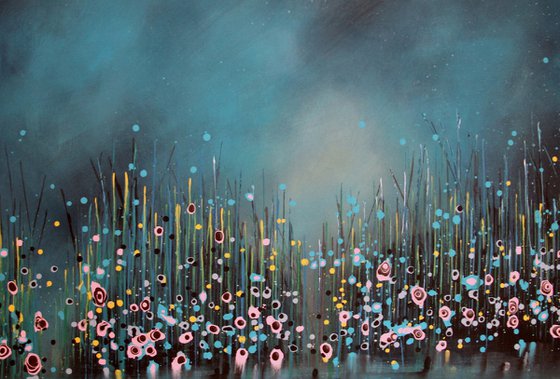 Magic Lagoon - Large original floral landscape